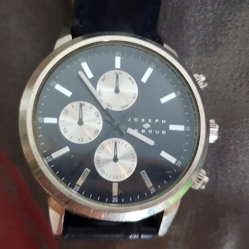 Joseph Abboud Navy Blue Three Dial Japan Movement AB/5042SV Vegan Leather Watch